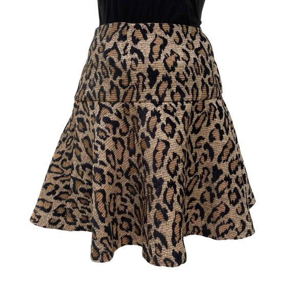 Free People Mini Skirt Sz 6 Brown Leopard Animal Print Zip Up Mobwife Boho - Picture 3 of 9